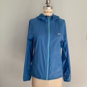 ASICS Womens Packable Blue Windbreaker Size Small